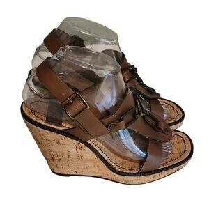 See By Chloe Brown Leather Wedge Sandals size 38 / US 7.5